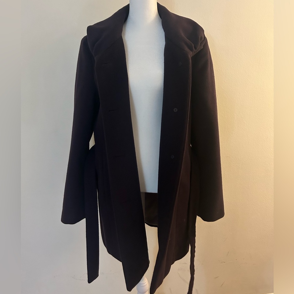 Purple Wool Calvin Klein coat with waist tie